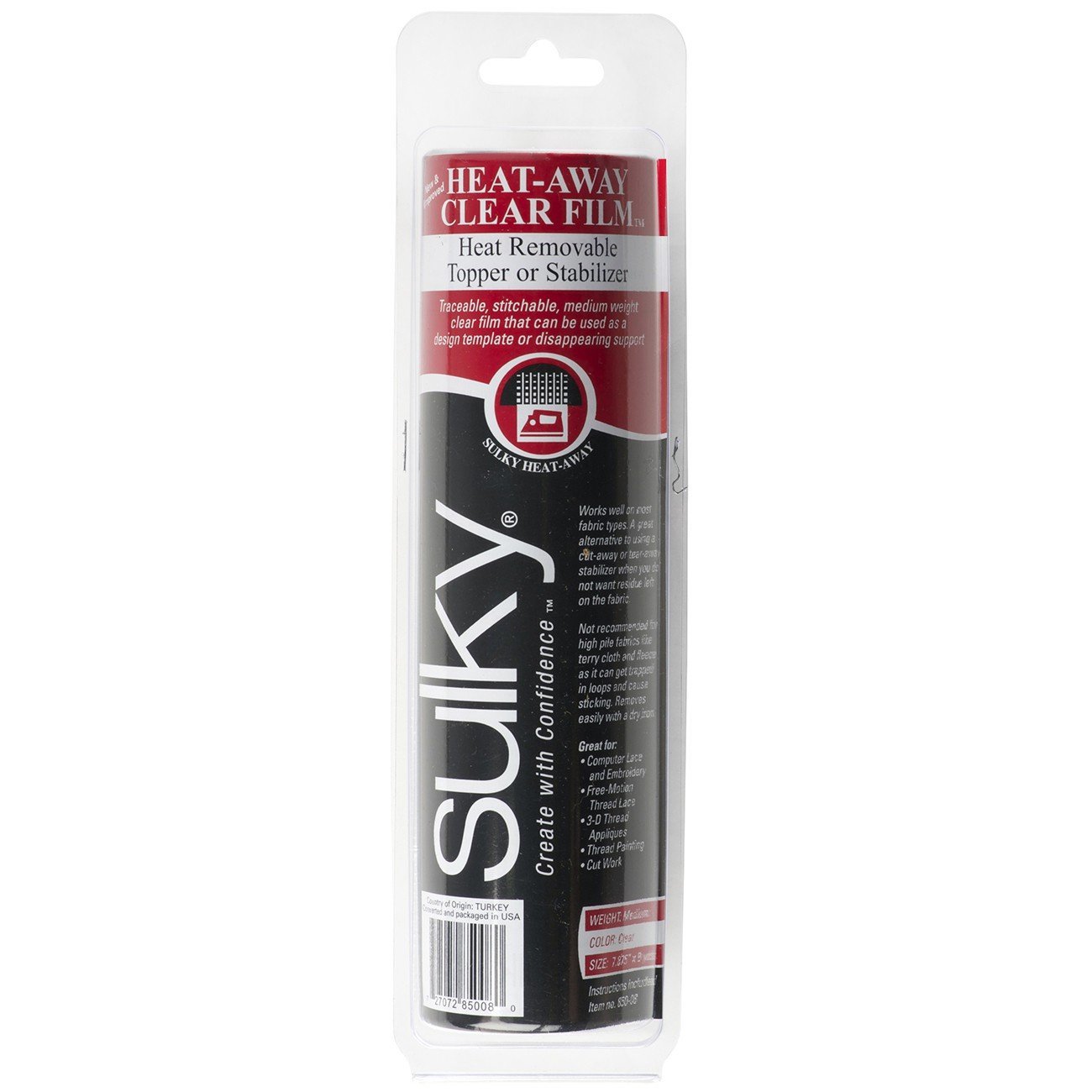 Sulky Of America 850-08 Heat Away Film Brush Off Stabilizer, 7-7/8" by 9 yd, Clear