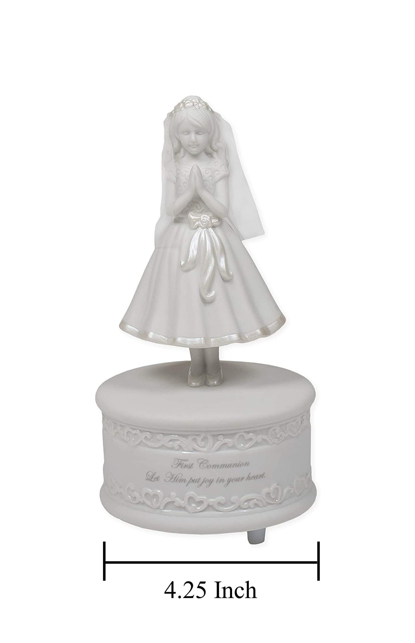 Roman 7.5" First Communion Gift – Musical Porcelain Girl Figurine, Religious Keepsake for First Holy Communion
