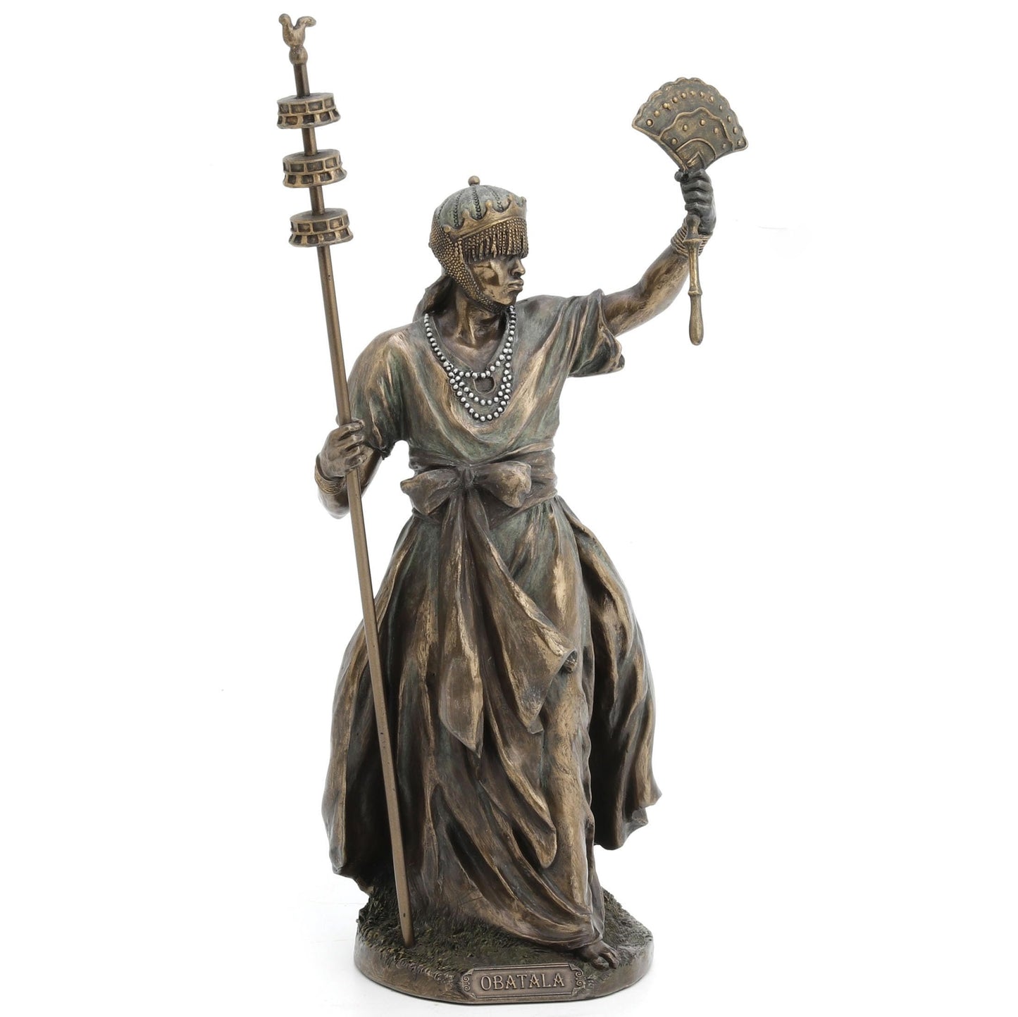 UNICORN STUDIO 12 Inch Obatala The Creator Orisha Santeria Yoruba Cold Cast Resin Bronze Finish Sculpture