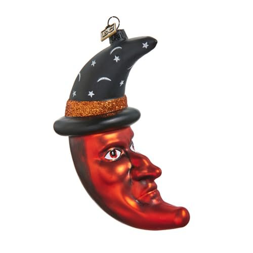 Raz Imports EC Witchy Moon with Hat Ornament, 4.75-inch Height, Gift, Home Décor, Halloween