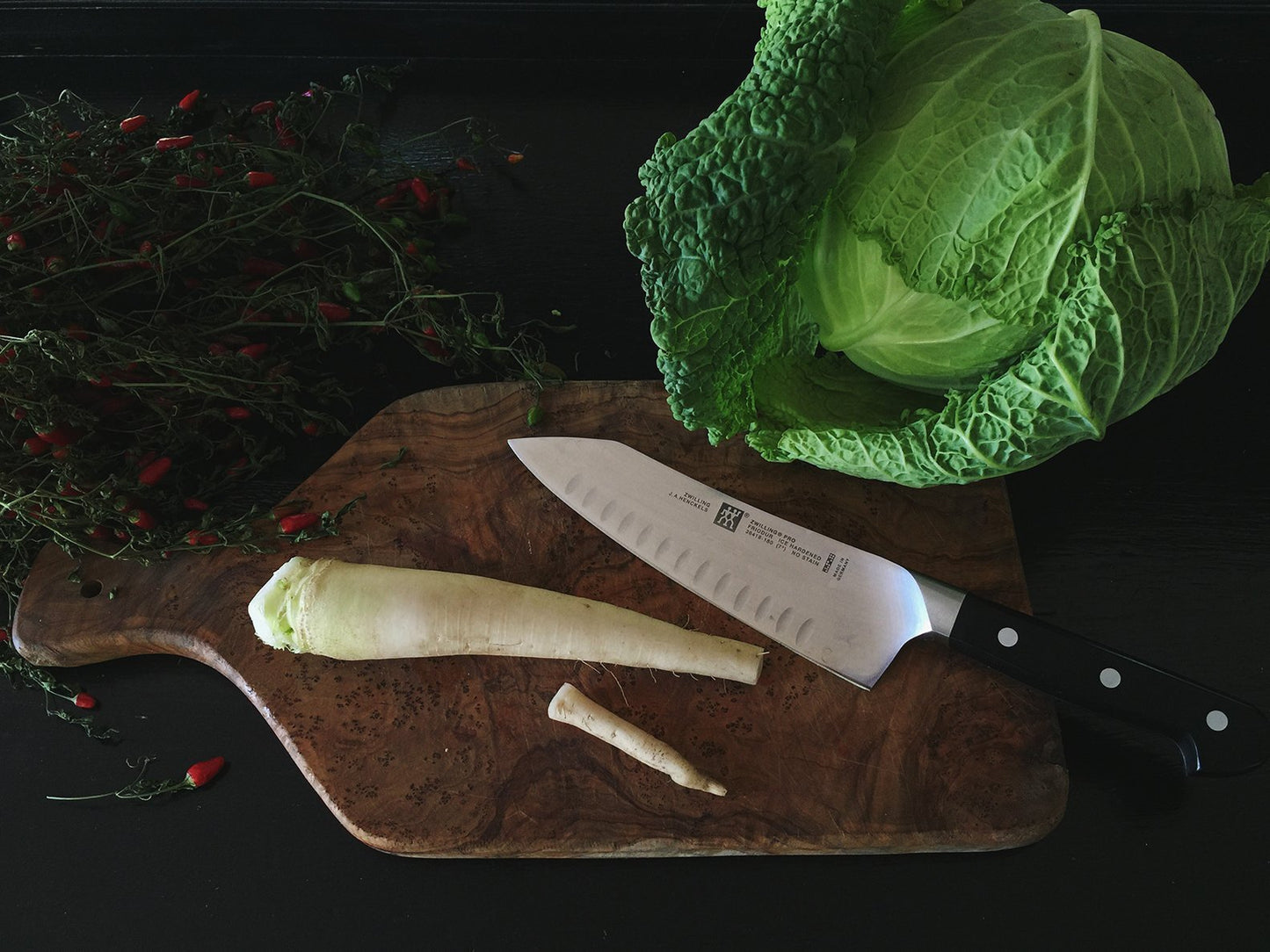 ZWILLING J.A. Henckels Pro 7 Hollow Edge Rocking Santoku Knife, Silver