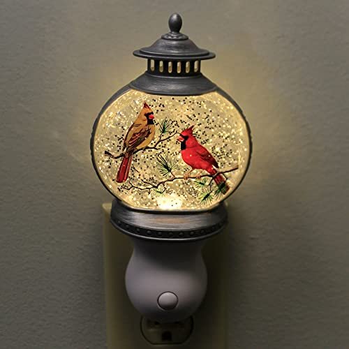 Roman 160155 Lantern Swirl Nightlight with Cardinal Scene, 7-Inch High
