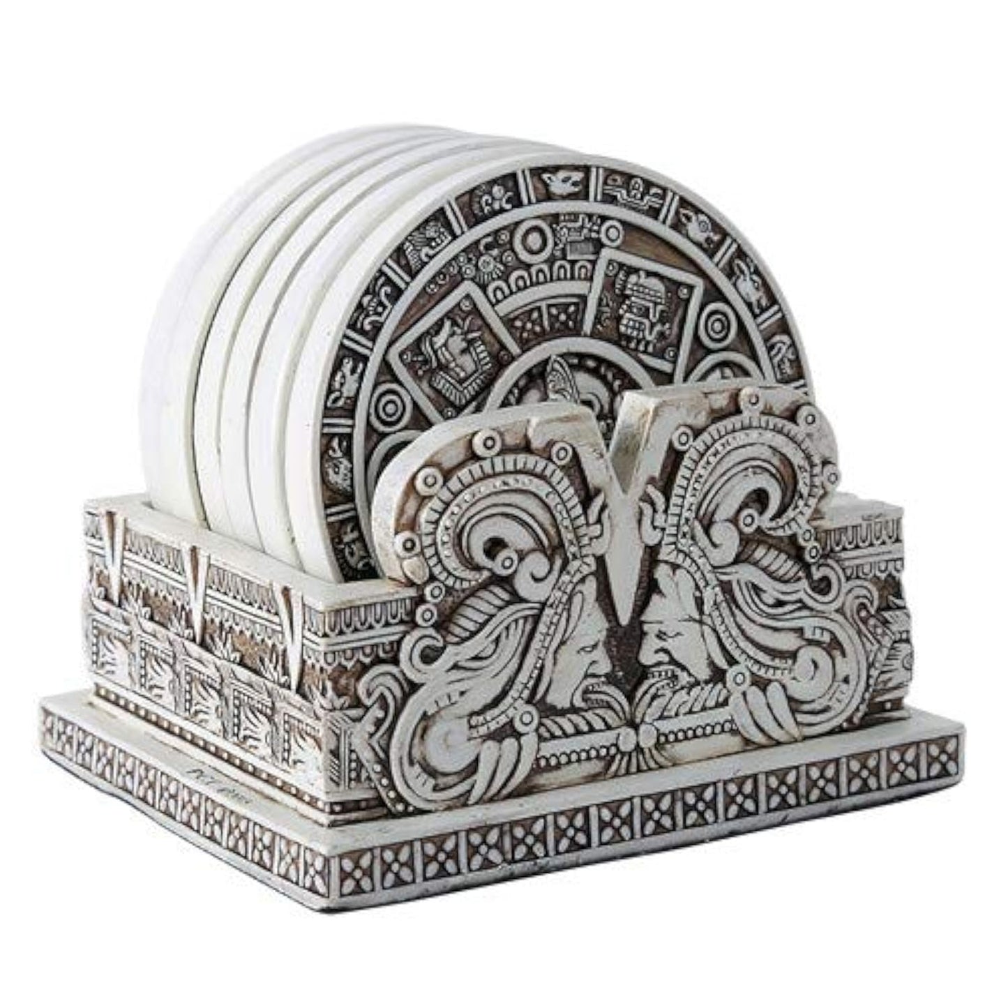 Pacific Trading Aztec Solar Xiuhpohualli & Tonalpohualli Coasters Maya Resin