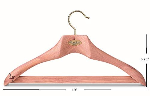 Woodlore Deluxe Contour Cedar Wooden Wide Shoulder Suit Hanger (2-Pack)