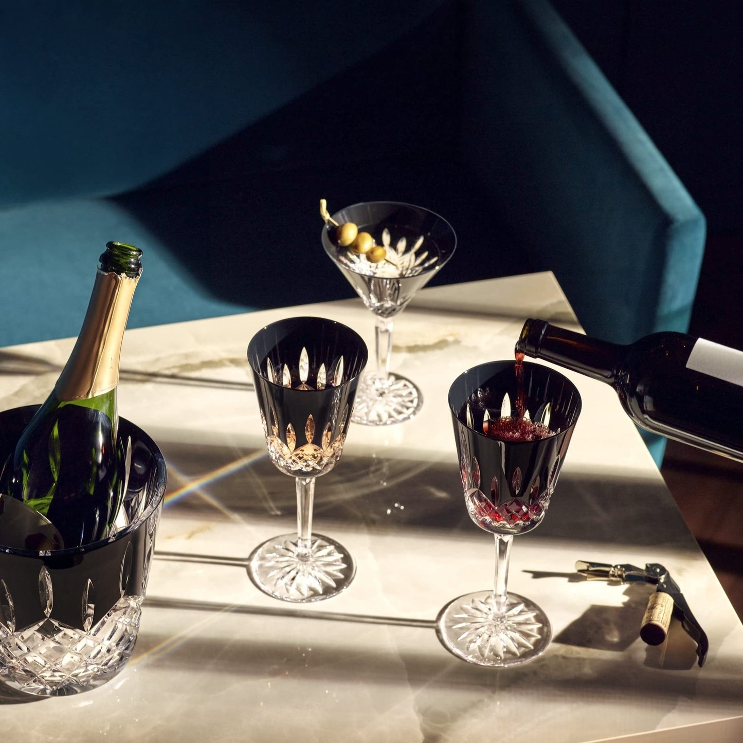 Waterford Lismore Black Large Goblet Set of 2