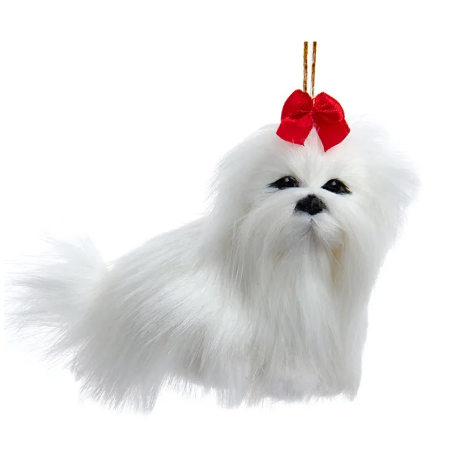 Kurt Adler F2242MA Furry Maltese Dog White 4 x 3 Inch Acrylic Hanging Christmas Decoration Ornament