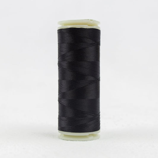 WonderFil, Specialty Threads, InvisaFil, 2-Ply Cottonized Soft Polyester, Silk-Like Thread for Fine Sewing, 100wt - Black, 400m