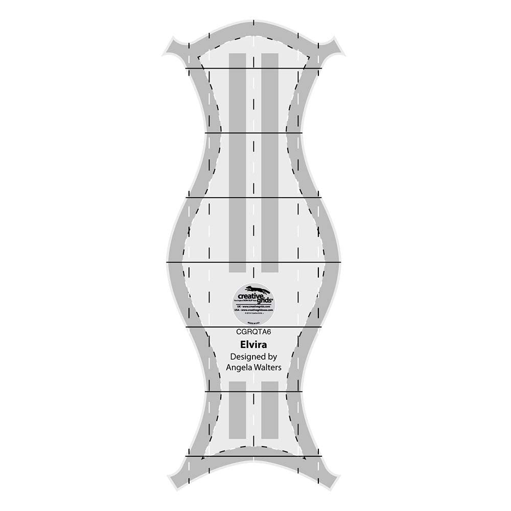 Creative Grids Machine Quilting Tool Elvira – CGRQTA6 – Made in USA, Non-Slip Grip Acrylic Quilting & Sewing Template Ruler for Free-Motion quilt Patchwork Design on Domestic Sewing & Longarm Machines