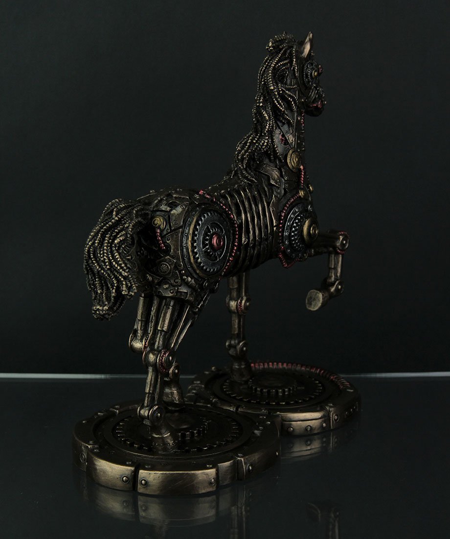 Veronese Design 9 1/2 Inch Steampunk Horse Prancing Cold Cast Resin Bronze Finish Sculpture