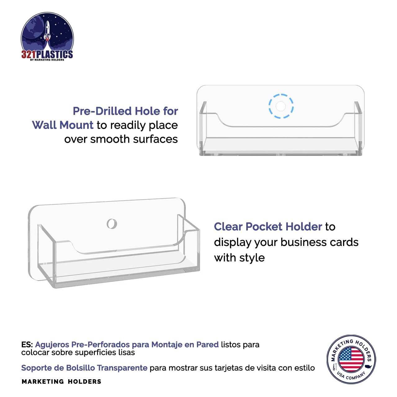 2" x 3.5" Business Card Holder Hanging Hardware Included Gift Cards Organizer Space Saver Single or Multi Pockets Rack Acrylic by Marketing Holders
