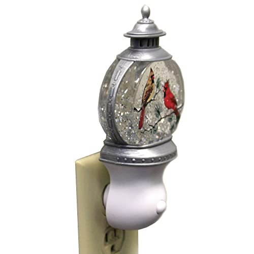 Roman 160155 Lantern Swirl Nightlight with Cardinal Scene, 7-Inch High