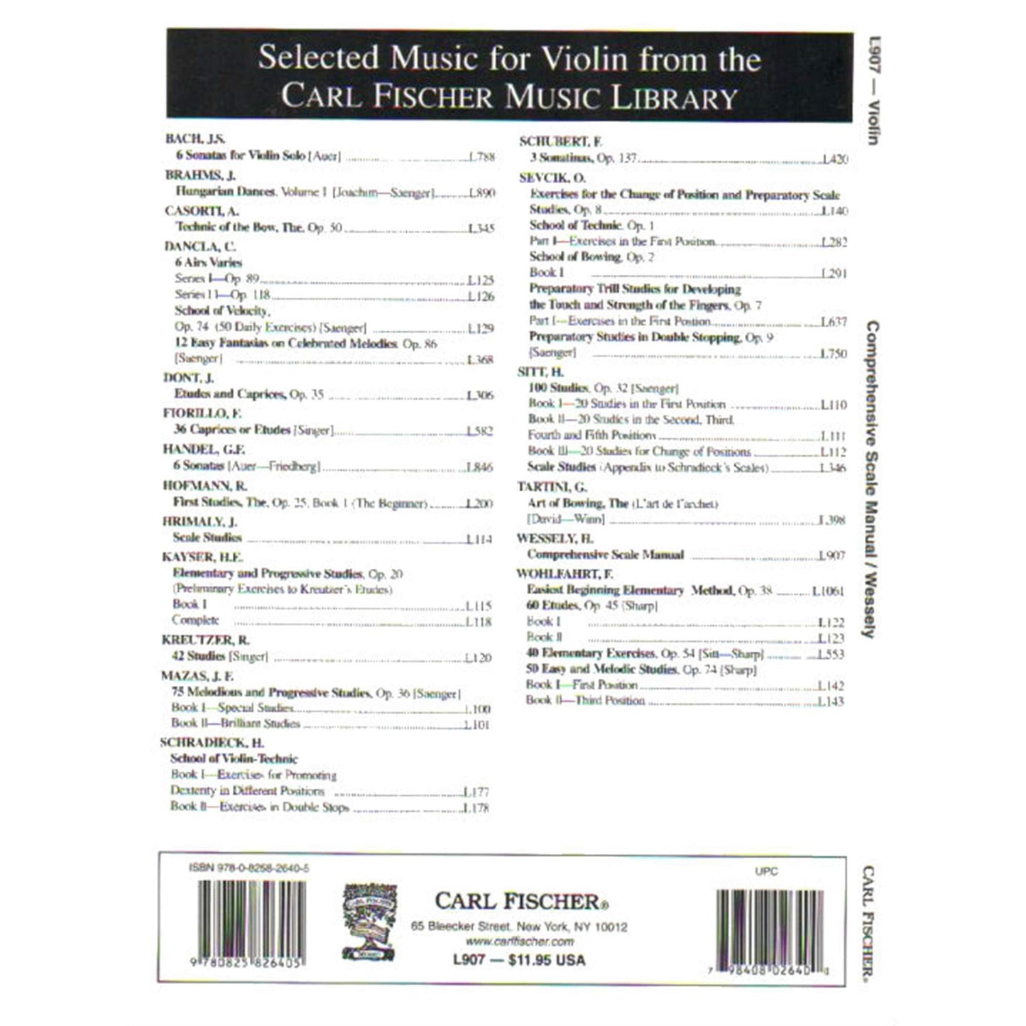 Carl Fischer Wessely Comprehensive Scale Manual for Violin