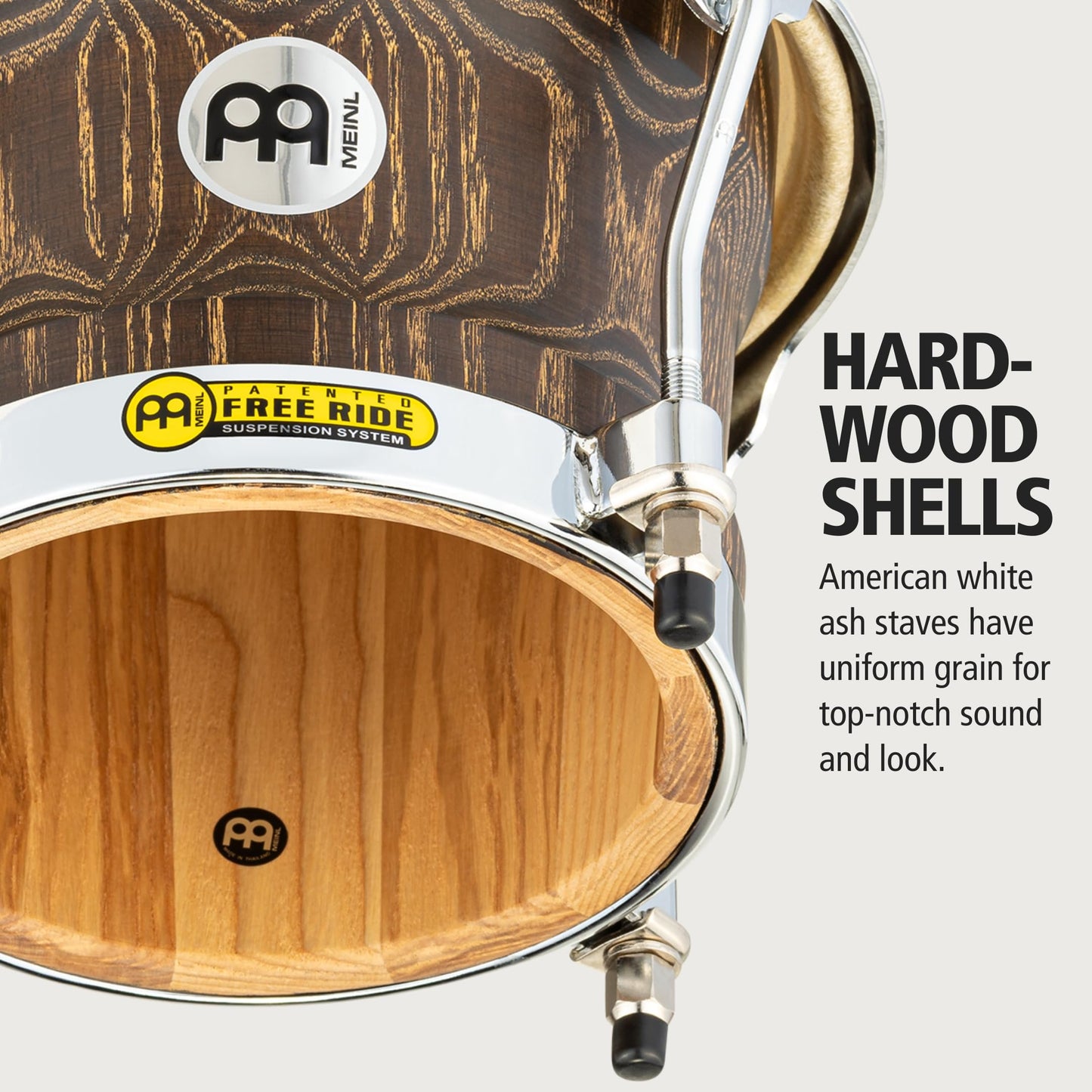 Meinl Percussion WB400VBR-M 7 8.5-Inch Woodcraft Bongos, Vintage Brown