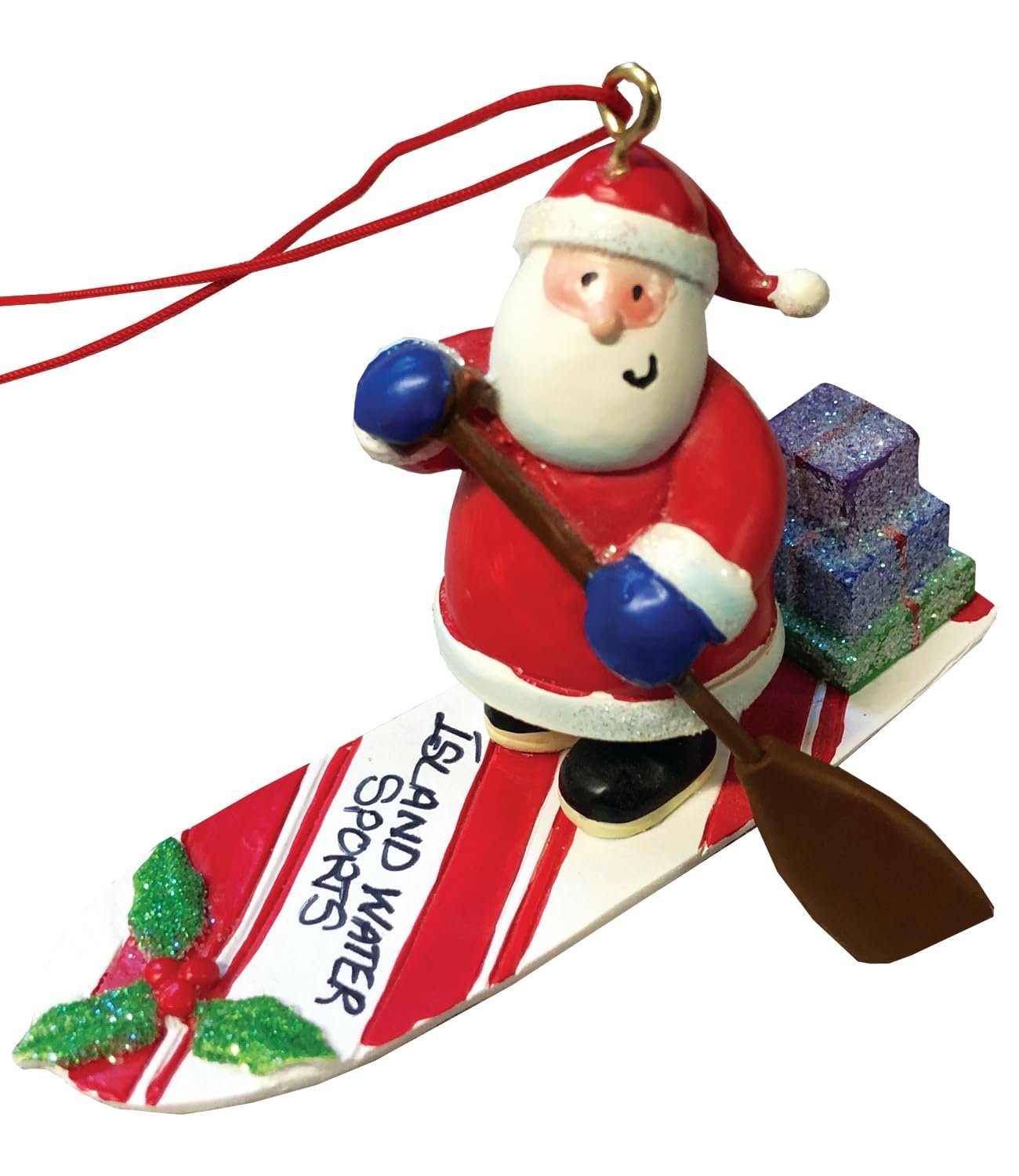 Santa on a Paddleboard Christmas Tree Holiday Decoration Ornament