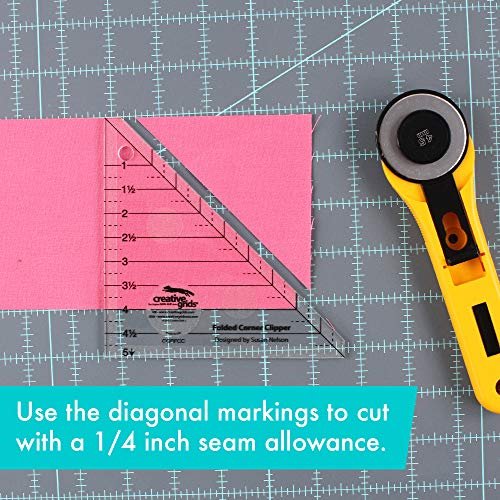 Creative Grids Folded Corner Clipper Quilt Tool – CGRFCC – Made in USA, 5in x 5in, Non-Slip Grip Acrylic Quilting, Sewing, Crafting, Patchwork Ruler & Template