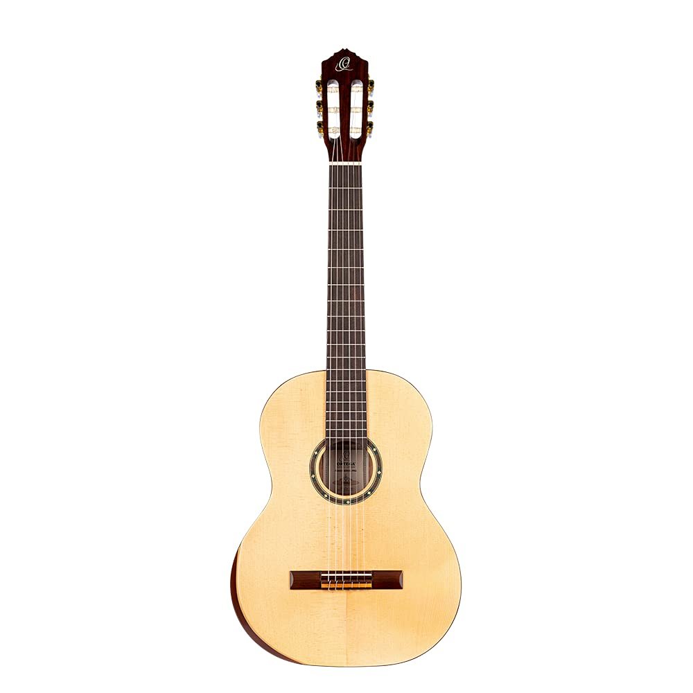 Ortega Guitars 6 String Student Series Pro w/Arm Rest Solid Top Nylon Classical Guitar, Right (R55DLX)