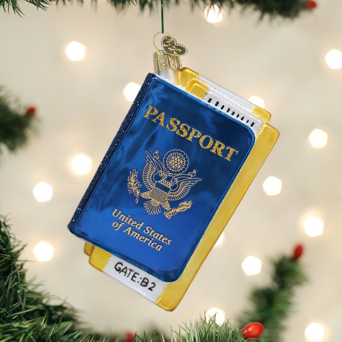 Old World Christmas Passport Glass Blown Ornament for Christmas Tree