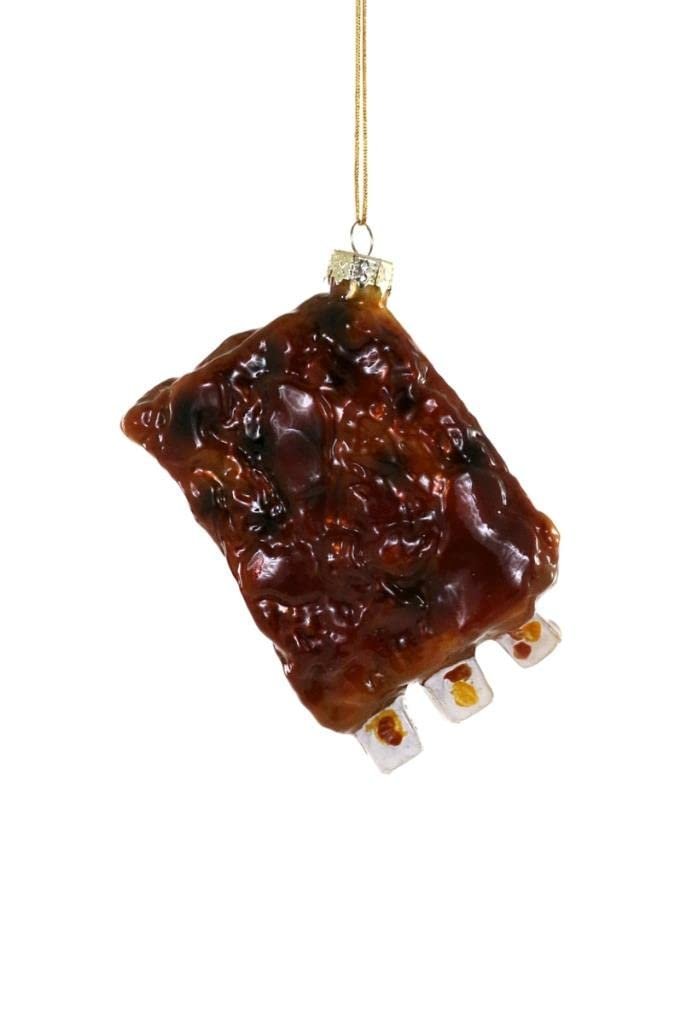 Rack O Ribs BBQ Pork Beef Grilled Glass Christmas Ornament