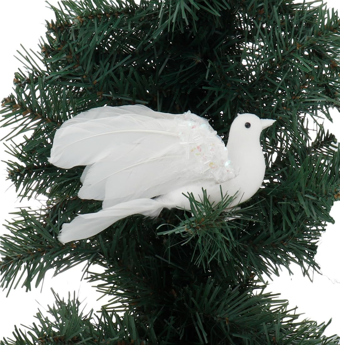 Kurt Adler Holiday White Feather Flying Dove Clip Ornament Home Decor