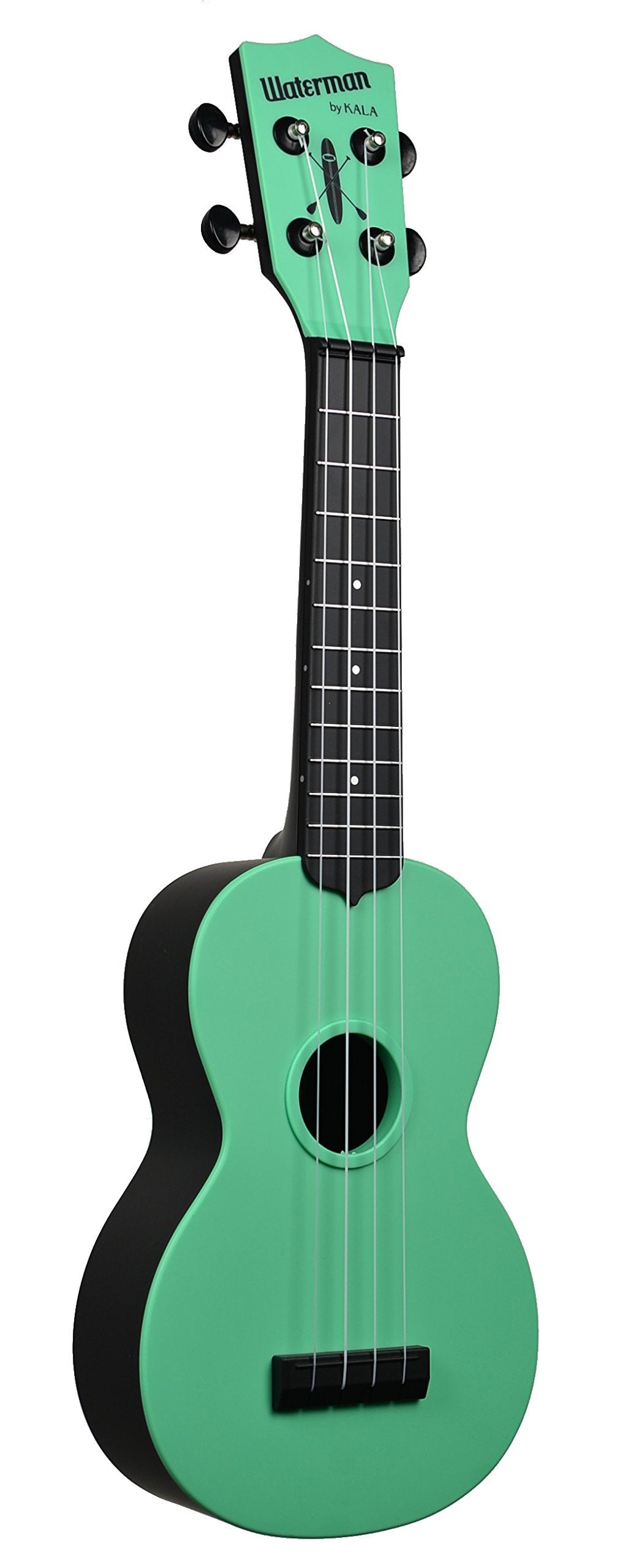 Kala Makala Waterman Soprano Ukulele with Color Top/Black Back (Seafoam Green)