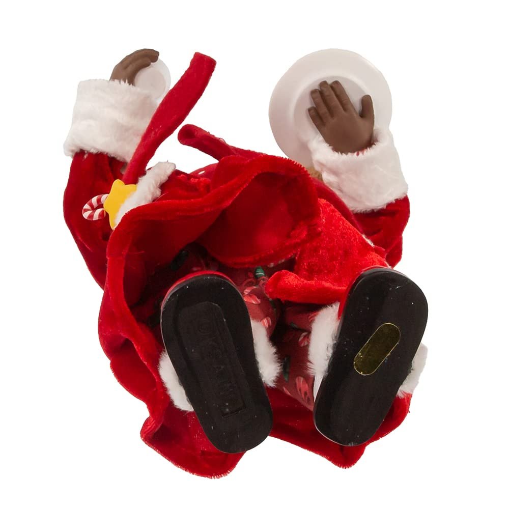 Kurt Adler 10.5-Inch Fabriché Black Santa in Pajamas and Robe