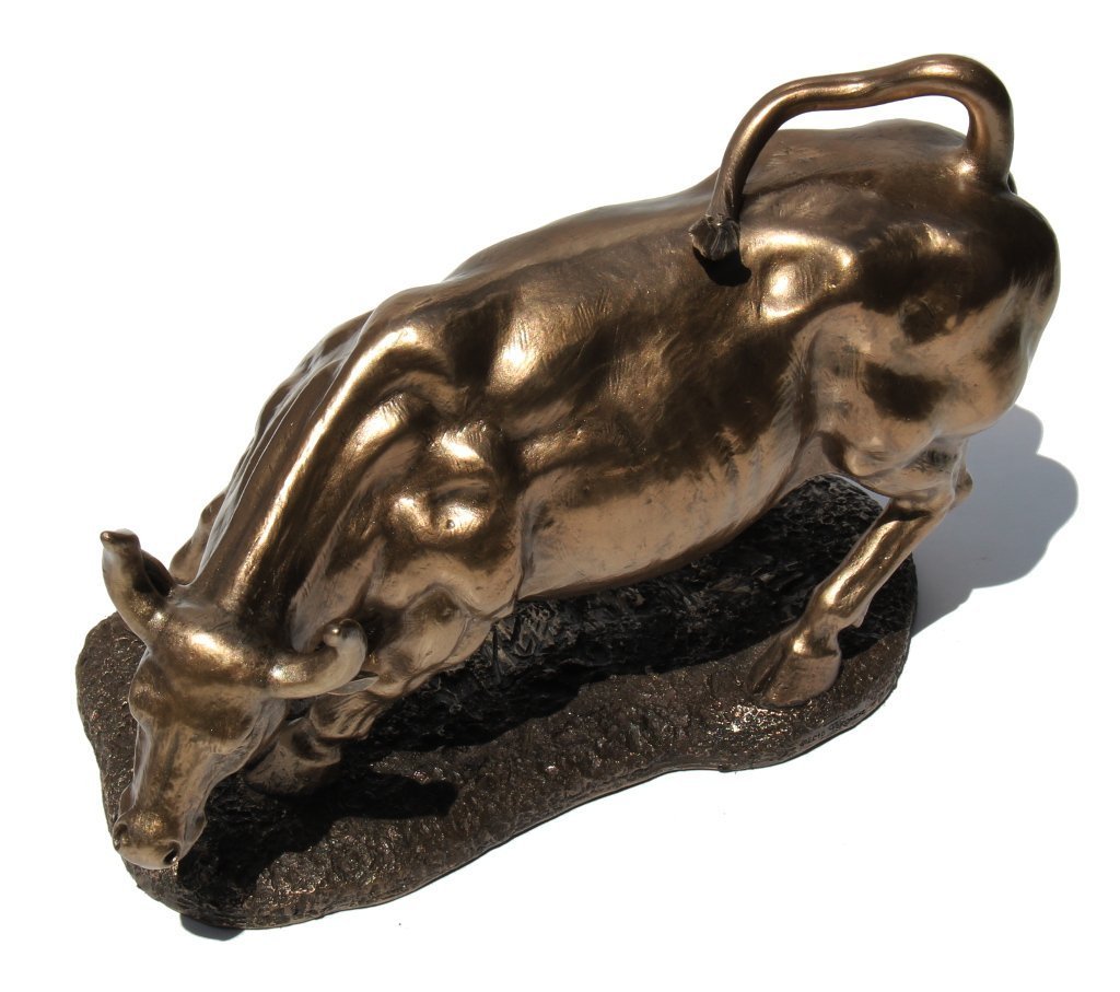 Unicorn Studios 9.5 Inch Figurine Replica Bull Polished Bronze Hued
