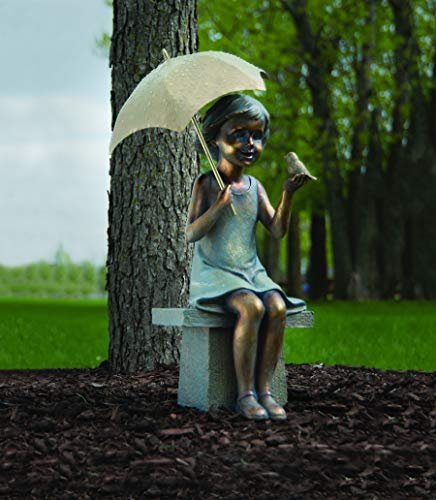 Roman - Girl on Bench Statue, 17.25" H, Garden Collection, Resin and Stone, Decorative, Gift, Home Outdoor Decor, Durable, Long Lasting, Unique Design