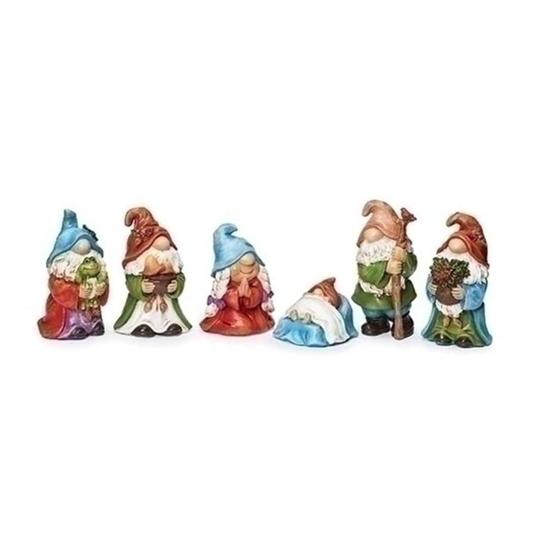 Roman Gnome Pageant Nativity Scene Figurine, Set of 6, 4-inch Height, Tabletop Decoration
