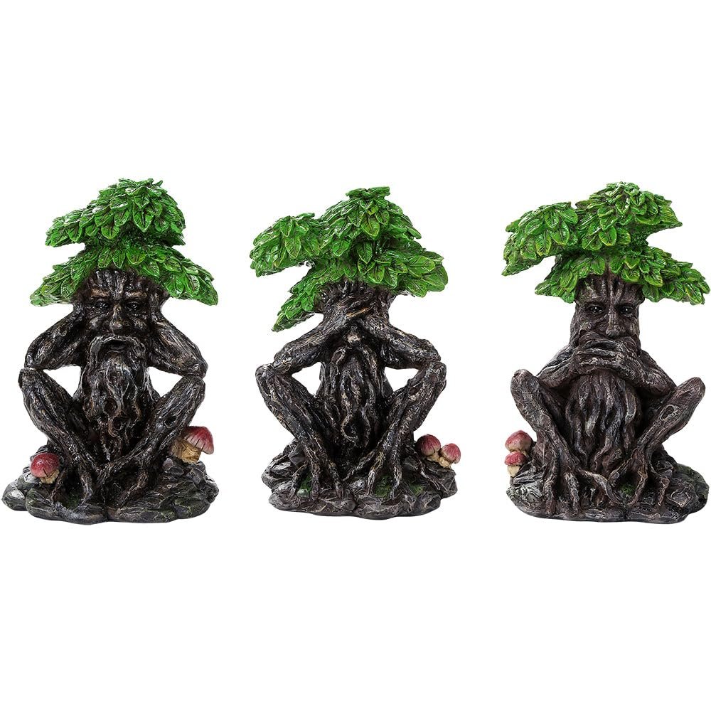 Pacific Trading Greenman See No Evil Speak No Evil Hear No Evil Figurine 3 Piece Set Pagan Wicca