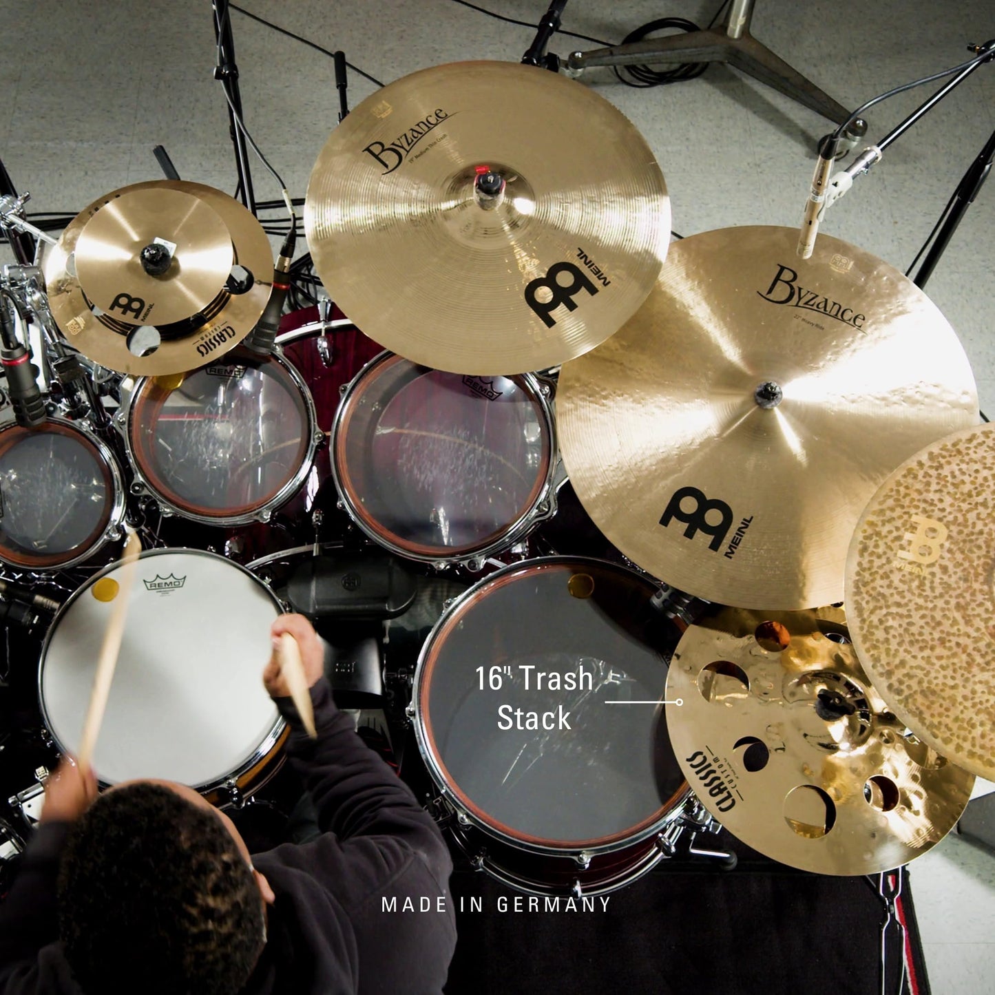 Meinl 16" Trash Stack Cymbal Pair with Holes - Classics Custom Brilliant - Made In Germany, 2-YEAR WARRANTY (CC16-STK)