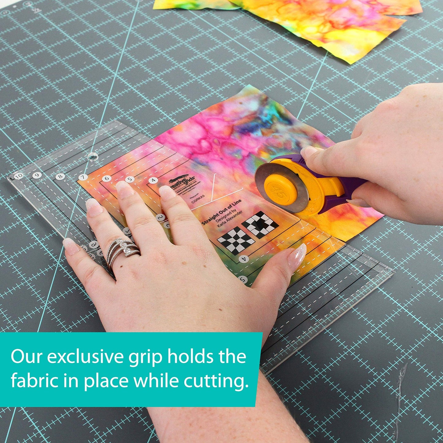 Creative Grids Straight Out of Line Quilt Ruler – CGRKA3 – Made in USA, 6in x 10in, Non-Slip Grip Acrylic Quilt, Sewing, Crafting, Patchwork Ruler & Template