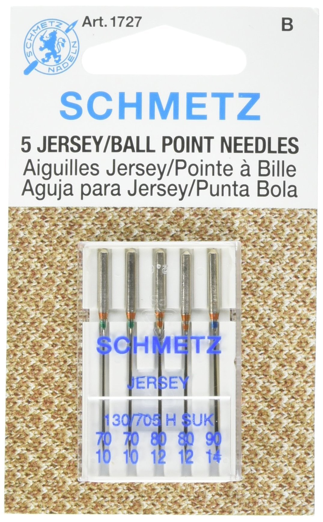 Ball Point Jersey Machine Needles-Sizes 10/70 (2), 12/80 (2) & 14/90 (1)
