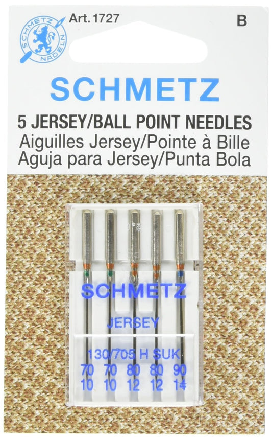 Ball Point Jersey Machine Needles-Sizes 10/70 (2), 12/80 (2) & 14/90 (1)