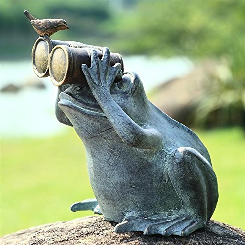 SPI Home 33758 Frog Spectator with Bird Statue