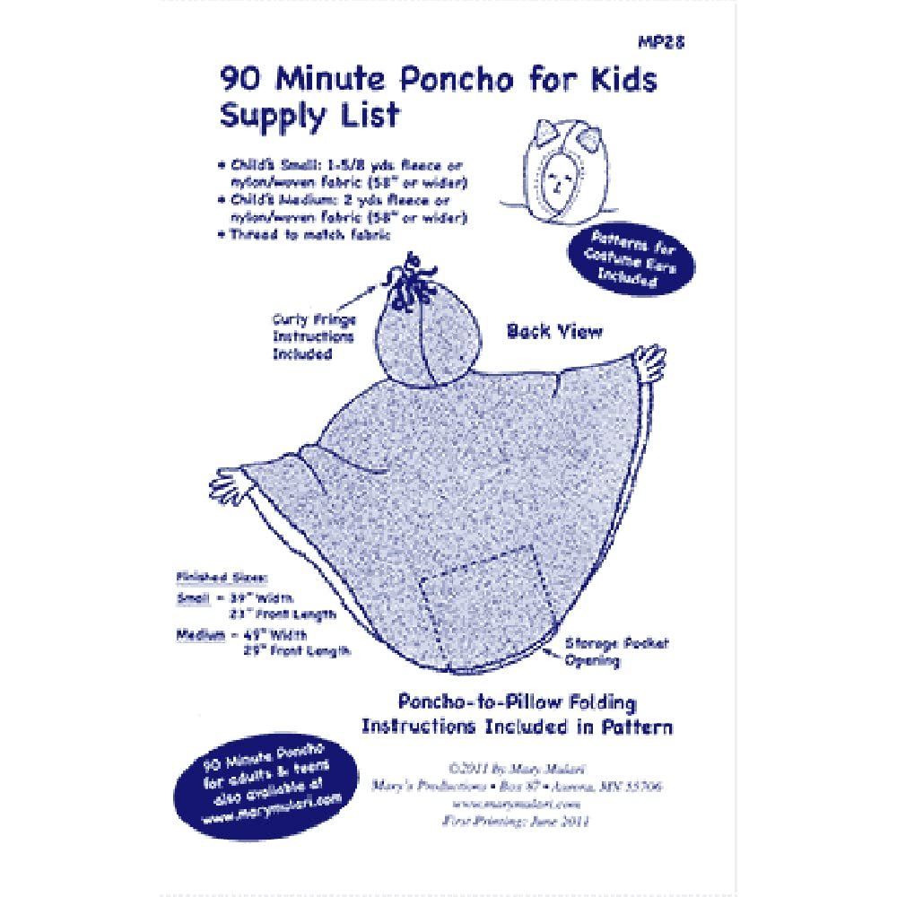 Mary's Productions 90 Minute Poncho for Kids Pattern, Multicolor