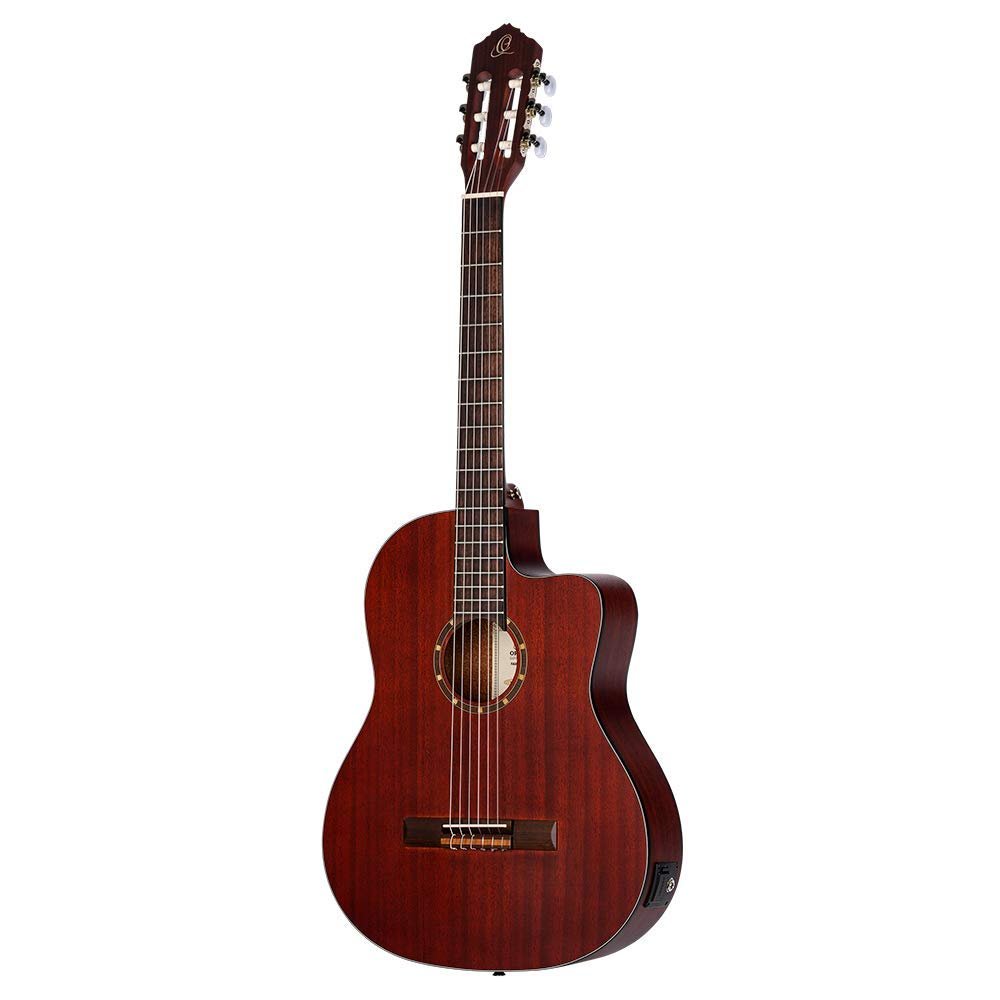Ortega Guitars Family Series Thinline Acoustic-Electric Nylon Classical 6-String Guitar w/Bag, Right (RCE125MMSN)