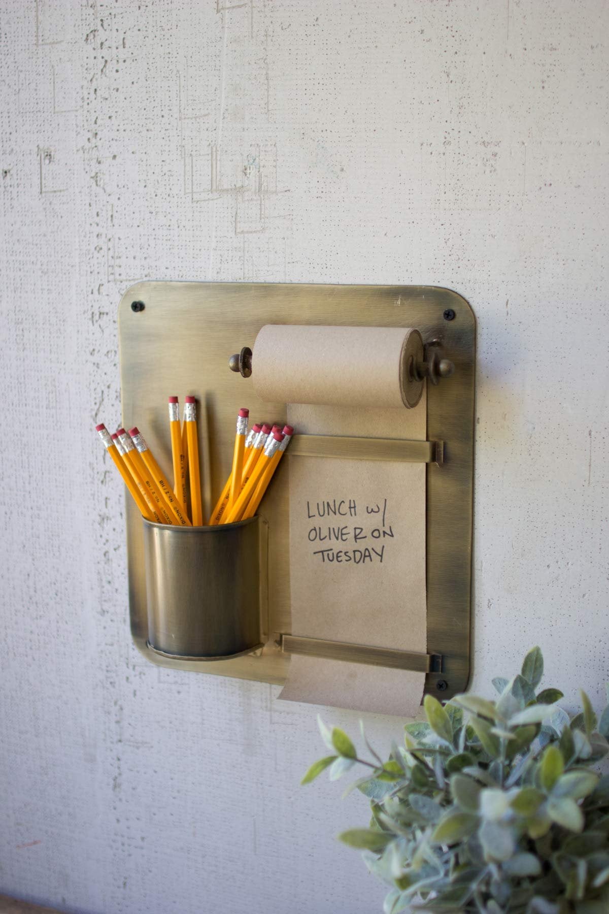 Kalalou NDE1280 Transitional Note Roll with Wall Rack with Pencil Holder in Bronze/Dark Finish, 3.00 inches