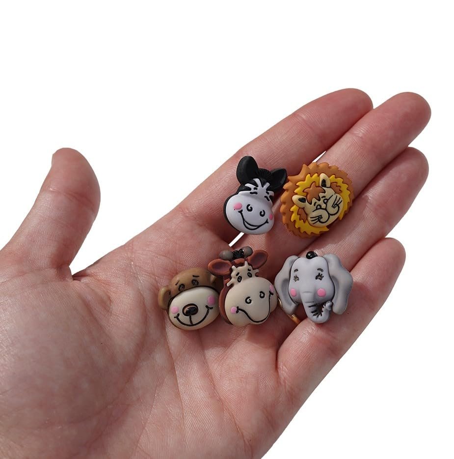 Zoo Animal Novelty Buttons – 50-Piece Assortment for Sewing, Scrapbooking & DIY Crafts – Lions, Monkeys, Zebras & Elephants