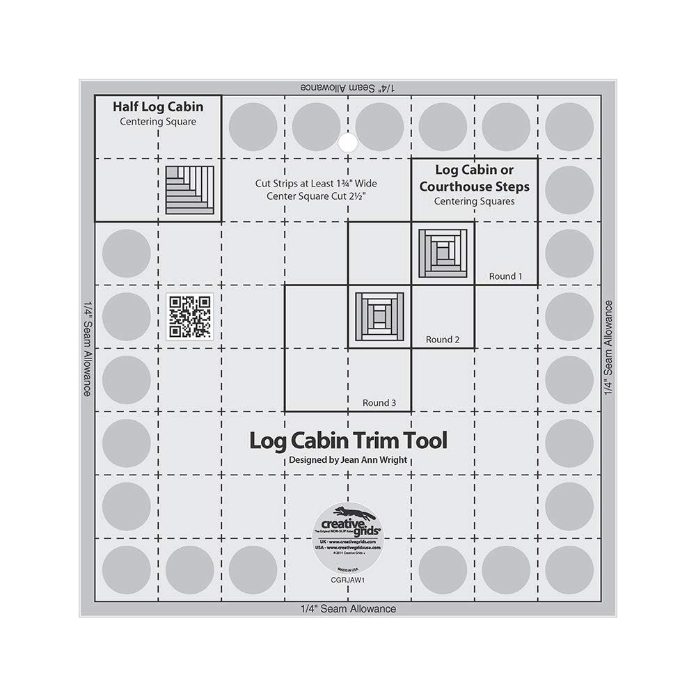 Creative Grids Log Cabin Trim Tool for 8in Finished Blocks Quilt Ruler - CGRJAW1