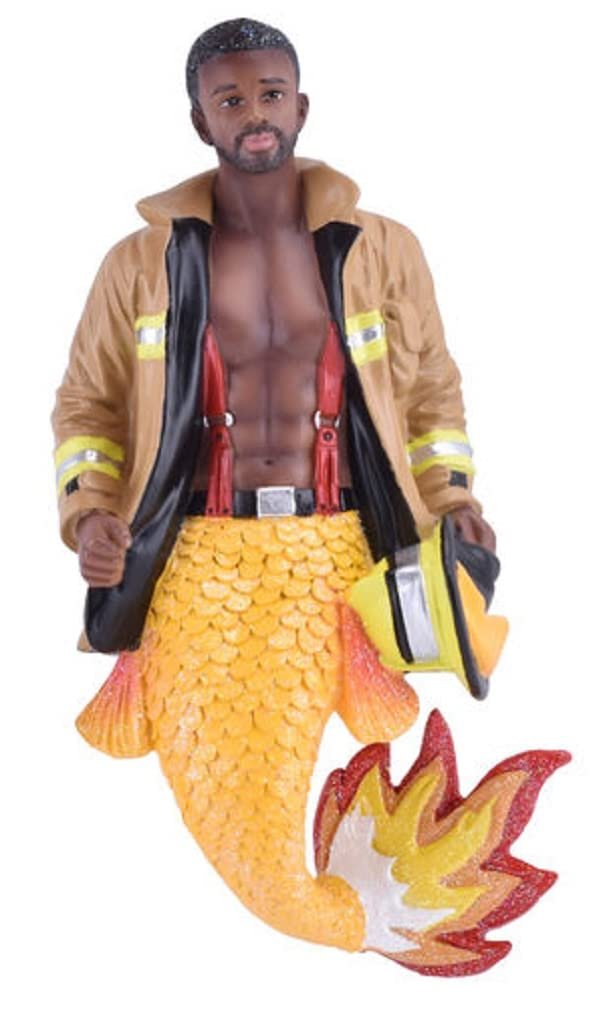 December Diamonds 55-55416 Merman, Flaming Bottom Hanging Ornament