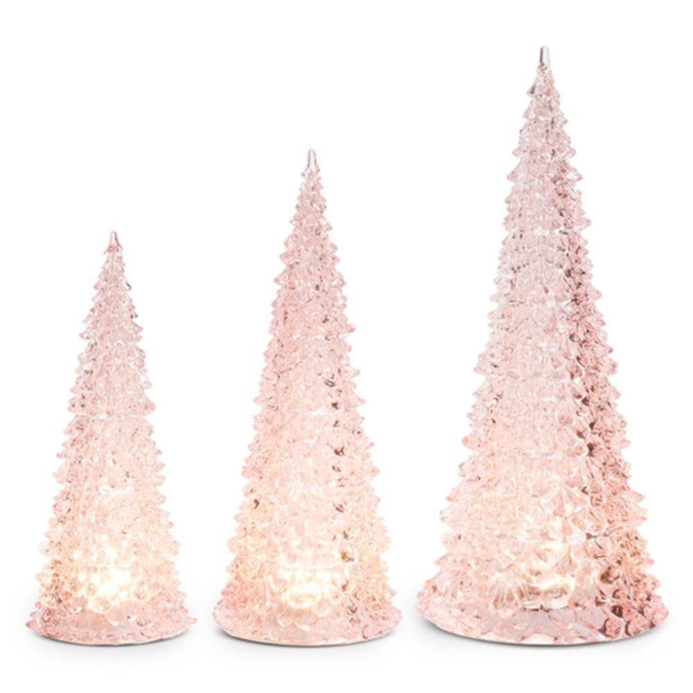 RAZ Imports Lighted Trees, 15.5-inch Height, Pink, Plastic, Set of 3, Christmas, Home Décor