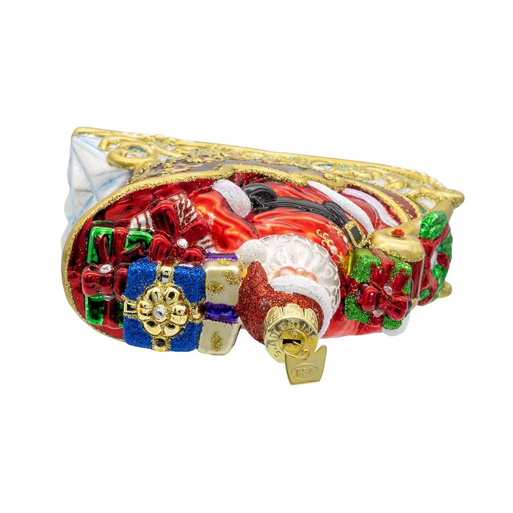 Kurt Adler 6.25-inch Bellissimo Glass Santa in Sleigh Ornament