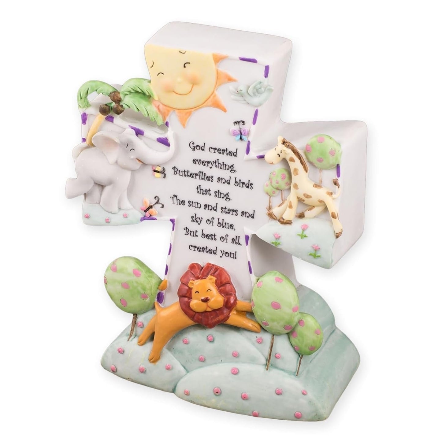 Roman 6.5" God Created Everything Cross Nightlight, Nursery Decor, Baptism or Baby Shower Gift, Christian Religious Accent Light