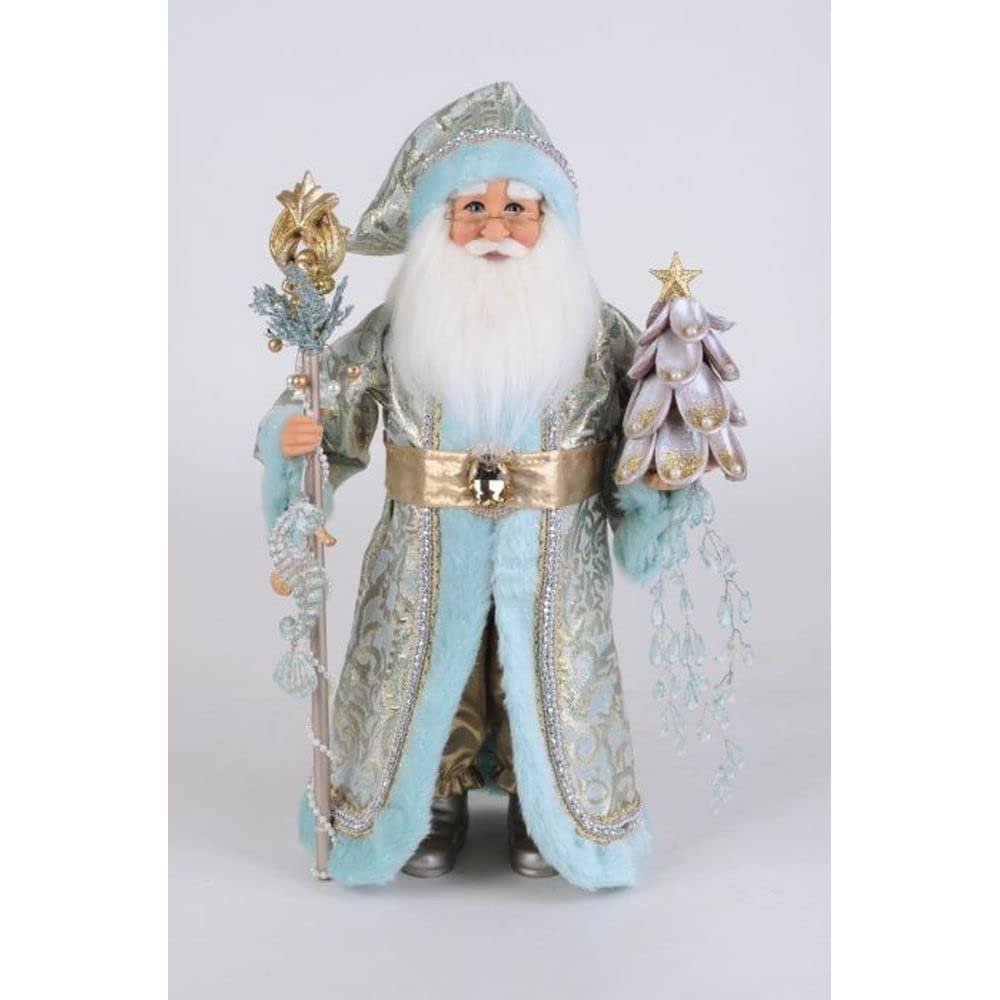 Karen Didion Coastal Opulence with Staff Santa Figurine Polyester