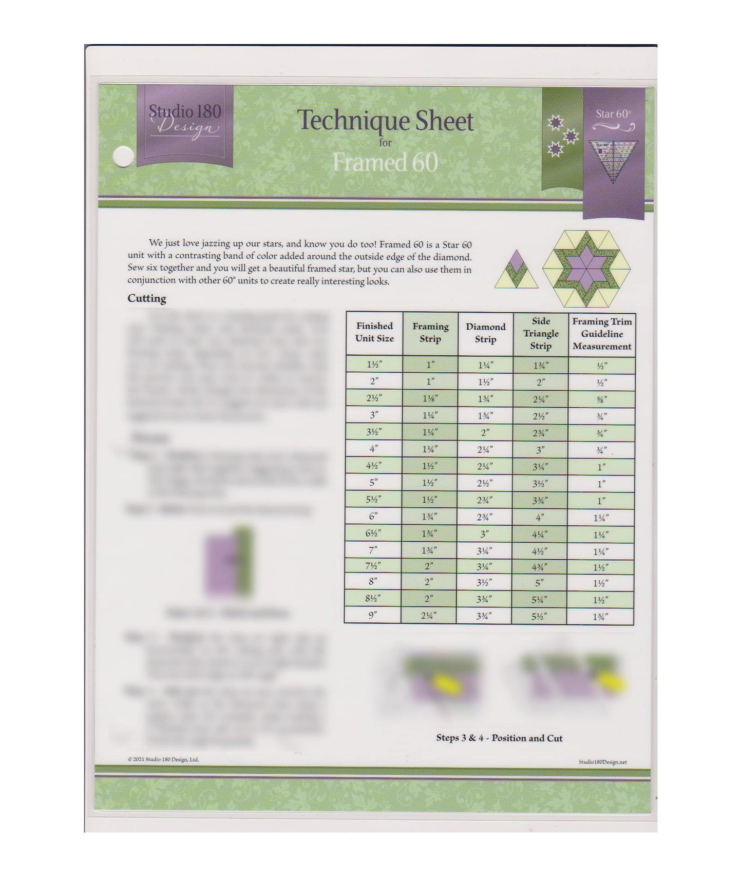 Studio 180 Design Technique Sheet - no. 31, for Framed 60 Quilt Blocks Using The Star 60 Tool