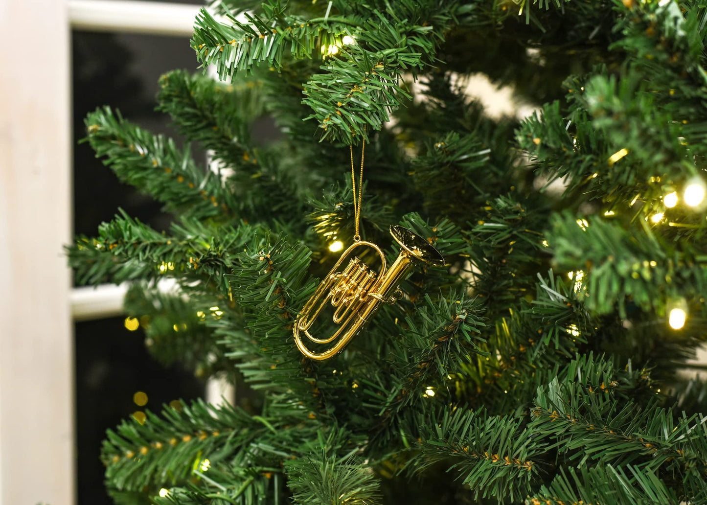 Broadway Gifts Co Gold Tone Tuba Instrument 4 inch Brass Hanging Ornament