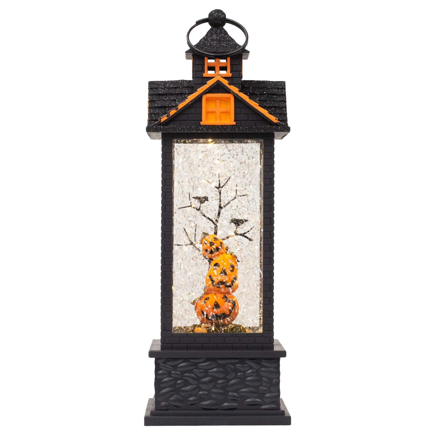 Roman, 11.75" H LED Lighted Swirl Pumpkin Lantern, Tabletop Halloween Decoration