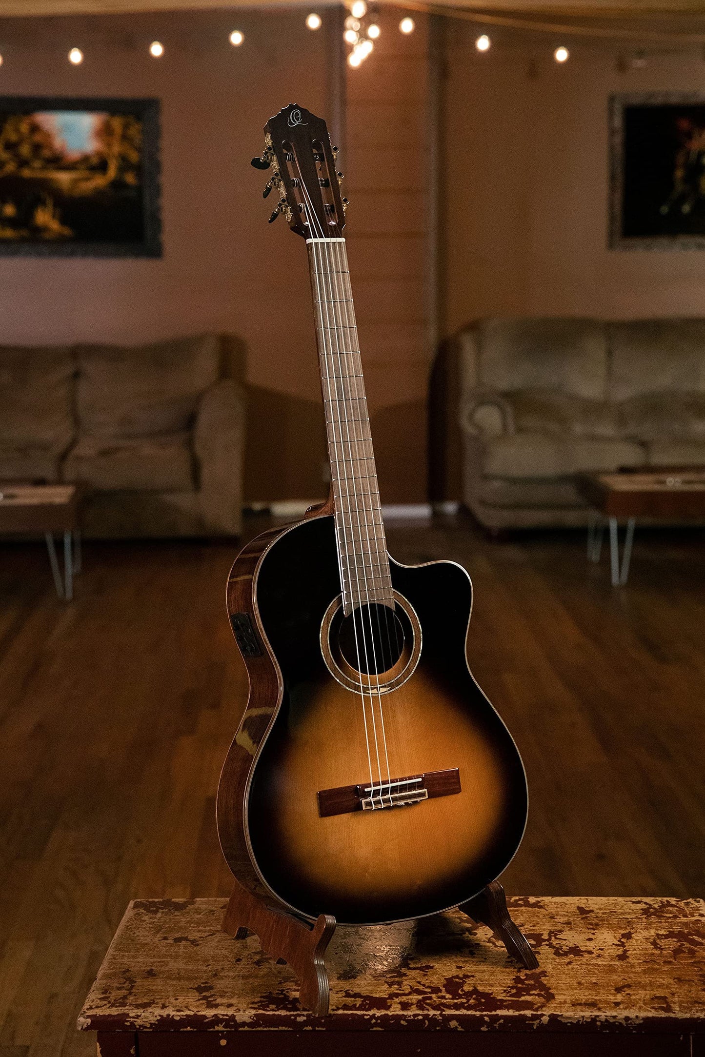 Ortega Guitars 6 String Performer Series Solid Top Slim Neck Acoustic-Electric Nylon Classical Guitar w/Bag, Right (RCE158SN-TSB)