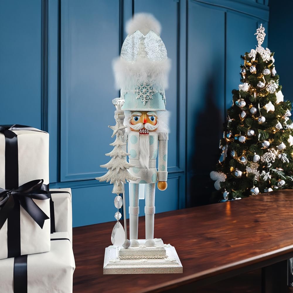 Kurt Adler Hollywood Nutcrackers Battery Operated Lit Animated Musical White Soldier Water Globes Hat Nutcracker