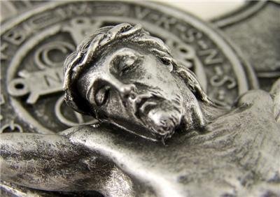 Joseph's Studio by Roman, Cross and Crucifix Collection, 10.25"H ST BENEDICT SILVER, Home Décor, Devout Gift, Prayerful Inspiration (1x6x10)